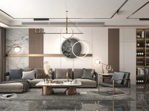 Wohnzimmer- und Esszimmerszene 3D Modell