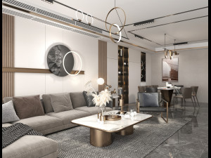 Living Room and Dining Room Scene Modelo 3D