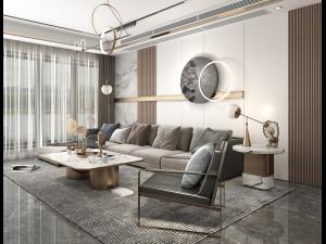 Living Room and Dining Room Scene Modelo 3D