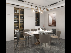 Living Room and Dining Room Scene Modelo 3D
