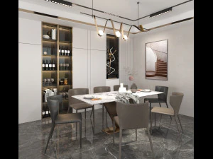 Living Room and Dining Room Scene 3D Model