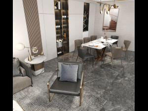 Living Room and Dining Room Scene Modelo 3D