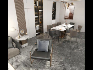 Living Room and Dining Room Scene 3D Model