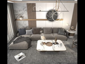 Living Room and Dining Room Scene Modelo 3D