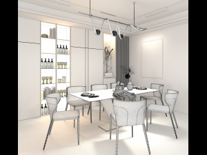 Living Room and Dining Room Scene Modelo 3D