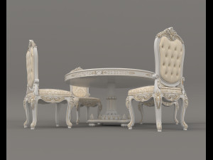European Style Dining Table and Chairs 12 3D मॉडल