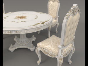 European Style Dining Table and Chairs 12 3D मॉडल