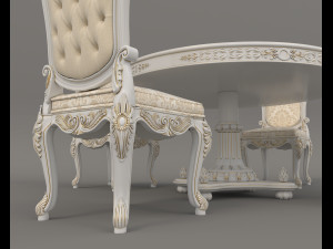 European Style Dining Table and Chairs 12 3D मॉडल