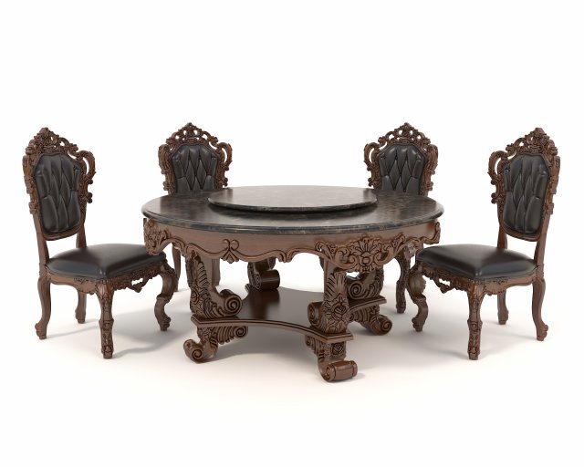 Classic Dining Table and Chairs 16 Modello 3D .c4d .max .obj .3ds .fbx .stl .blend 