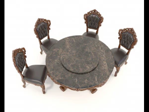 Classic Dining Table and Chairs 16 3D Model