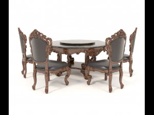 Classic Dining Table and Chairs 16 3D Model