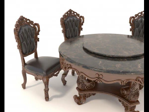 Classic Dining Table and Chairs 16 3D Model