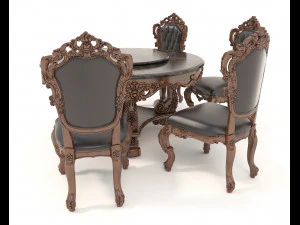 Classic Dining Table and Chairs 16 3D Model