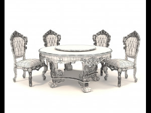 Classic Dining Table and Chairs 16 Modello 3D