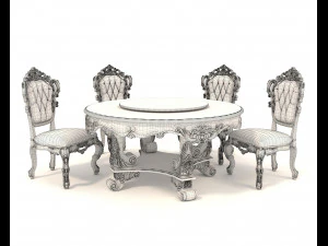 Classic Dining Table and Chairs 16 3D Model