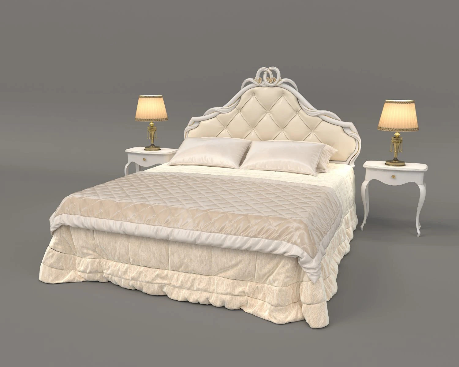 European Style Bed Set 14 3D Model .c4d .max .obj .3ds .fbx .stl .blend