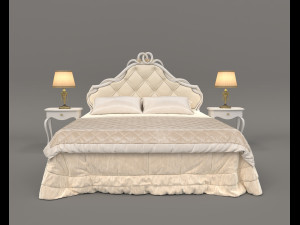 European Style Bed Set 14 Modello 3D