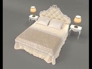 European Style Bed Set 14 Modello 3D