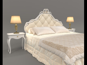 European Style Bed Set 14 Modello 3D