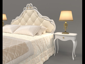 European Style Bed Set 14 Modello 3D