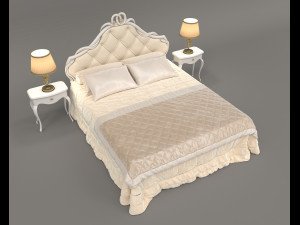 European Style Bed Set 14 Modello 3D