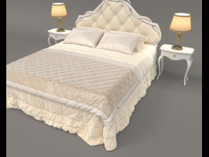 European Style Bed Set 14 Modello 3D