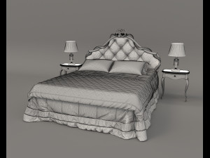 European Style Bed Set 14 Modello 3D