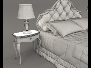 European Style Bed Set 14 Modello 3D
