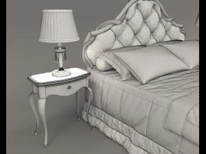 European Style Bed Set 14 3D Model