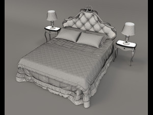 European Style Bed Set 14 Modello 3D
