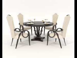 European Style Dining Table and Chairs 13 Modelo 3D