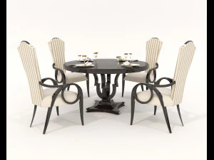 Table et chaises de salle &agrave; manger de style europ&eacute;en 13 Modèle 3D