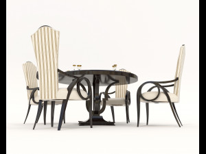European Style Dining Table and Chairs 13 Model 3D