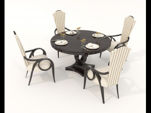 European Style Dining Table and Chairs 13 Model 3D