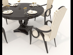 European Style Dining Table and Chairs 13 Model 3D