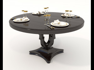 European Style Dining Table and Chairs 13 Model 3D