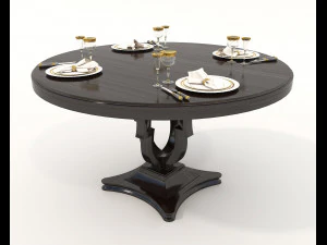 European Style Dining Table and Chairs 13 3D Model