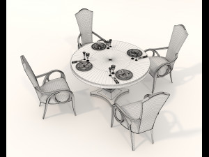 European Style Dining Table and Chairs 13 Model 3D