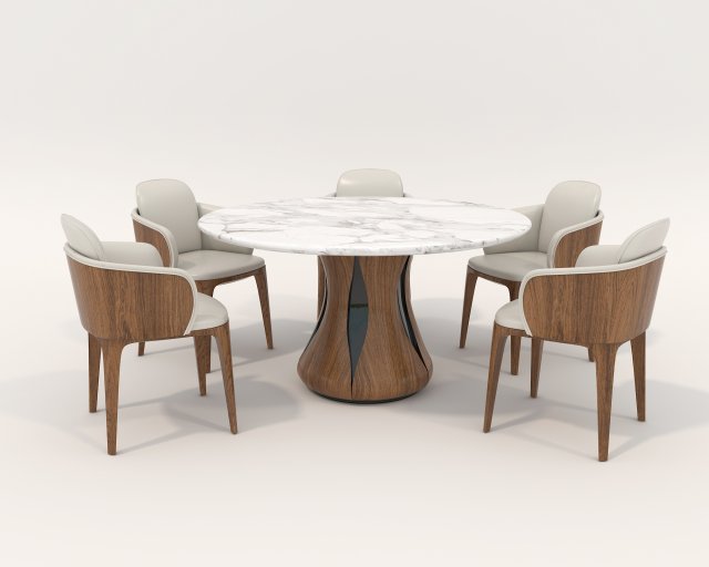 Contemporary Style Dining Table and Chairs 2 3D 모델 .c4d .max .obj .3ds .fbx .stl .blend