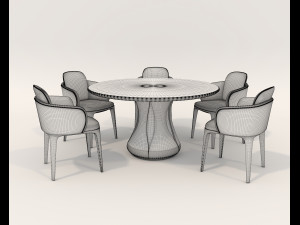 Contemporary Style Dining Table and Chairs 2 3D 모델