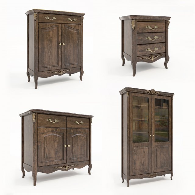 Classic Cabinet Collection 3D मॉडल .c4d .max .obj .3ds .fbx .stl .blend 