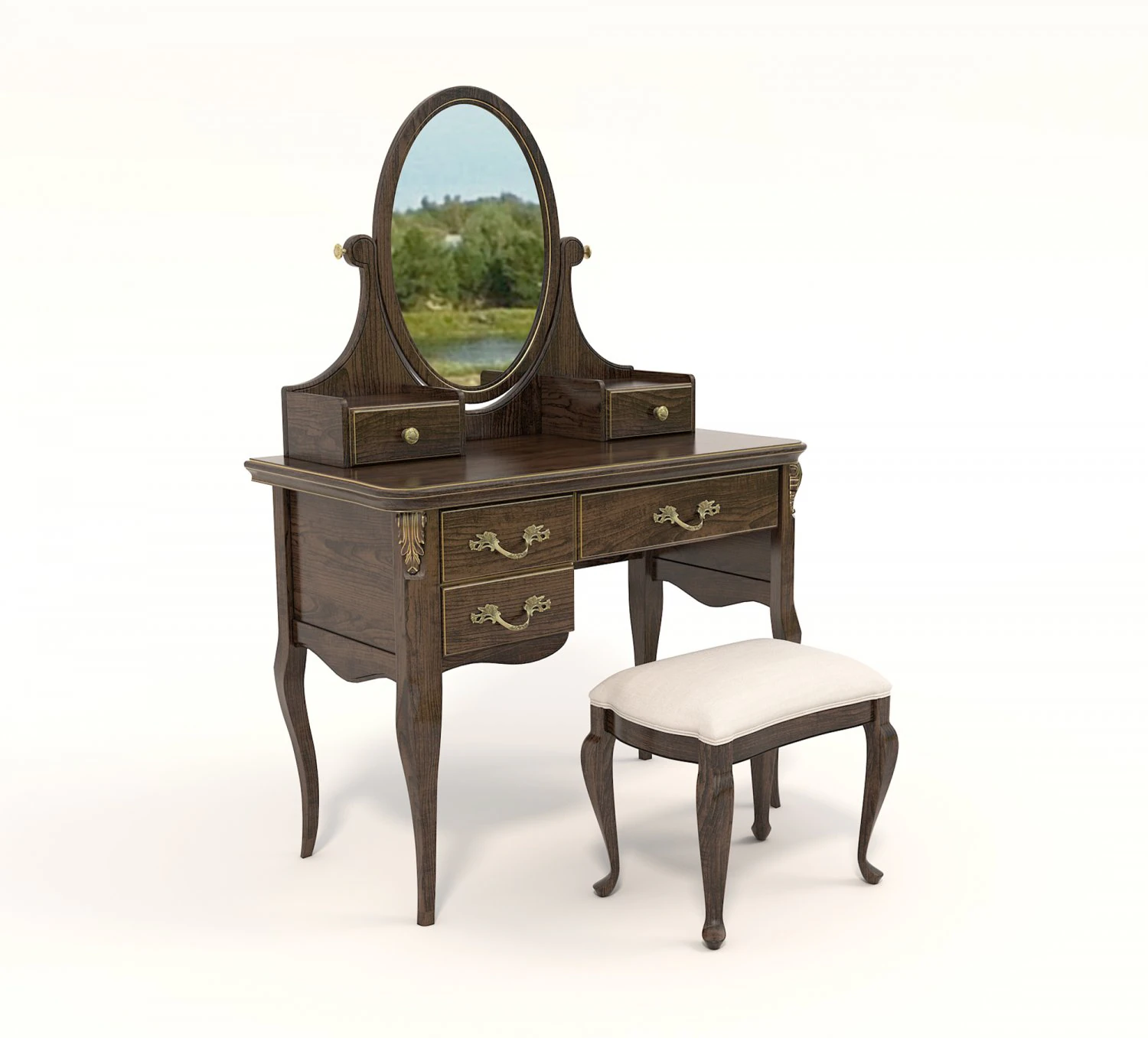 European Style Dressing Table 6 3D Model .c4d .max .obj .3ds .fbx .stl .blend 