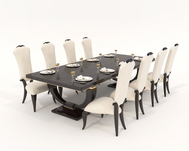 European Style Dining Table and Chairs 14 Model 3D .c4d .max .obj .3ds .fbx .stl .blend