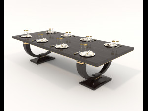European Style Dining Table and Chairs 14 Model 3D