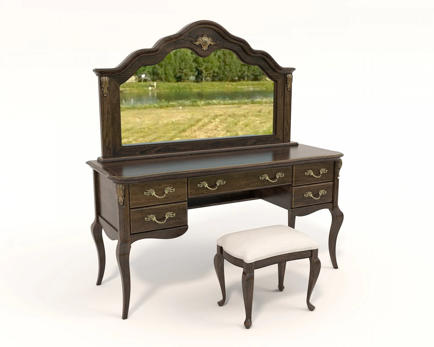 European Style Dressing Table 7 3D Model .c4d .max .obj .3ds .fbx .stl .blend