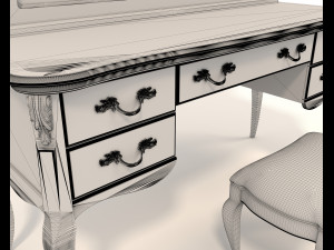 European Style Dressing Table 7 Modèle 3D