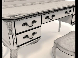 European Style Dressing Table 7 3D Model