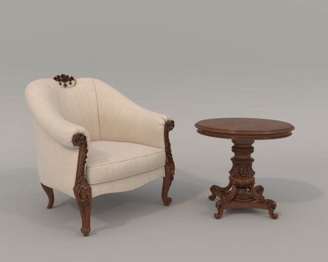 Classic Coffee Table and Armchairs 9 Modello 3D .c4d .max .obj .3ds .fbx .stl .blend 