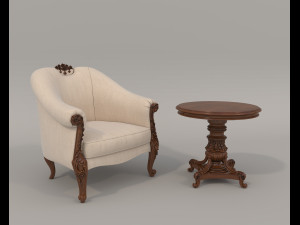 Classic Coffee Table and Armchairs 9 3Dモデル