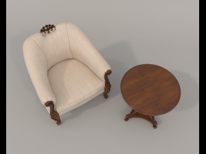 Classic Coffee Table and Armchairs 9 Modello 3D